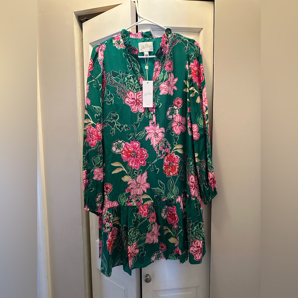 NWT LILLY PULITZER EVALINE SILK DRESS SIZE 6 MULTI SAFARI SANCTUARY